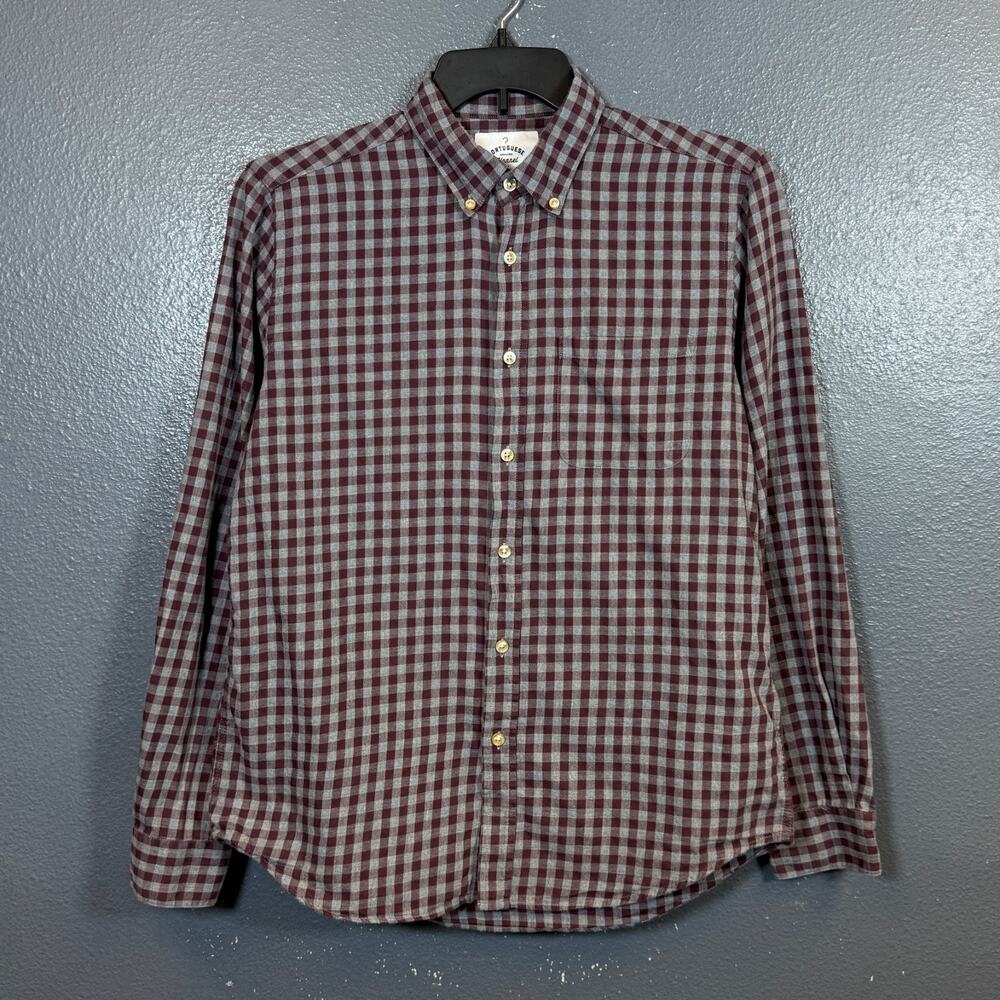 Portuguese M men’s purple flannel long sleeve button down cotton shirt